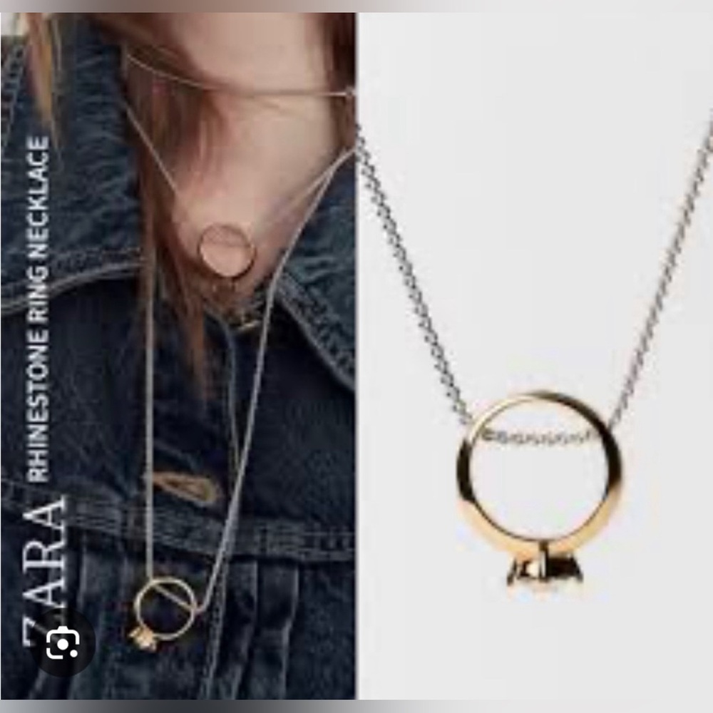 ZARA JEWEL WEDDING BAND NECKLACE NWT